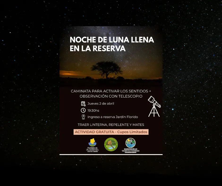 Noche de luna llena en la reserva Jardín Florido