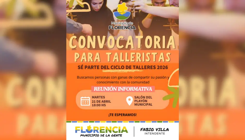La Municipalidad de Florencia abre convocatoria para talleristas del Ciclo 2026