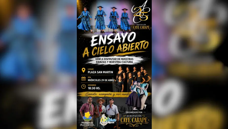 “Ensayo a Cielo Abierto” de la Agrupación Cayé Carapé