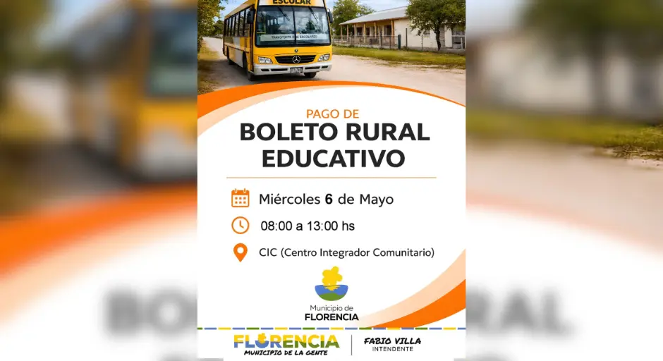 El municipio de Florencia confirmó la fecha de pago del Boleto Educativo Rural