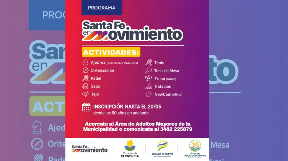 Florencia invita a adultos mayores a sumarse al programa Santa Fe en Movimiento