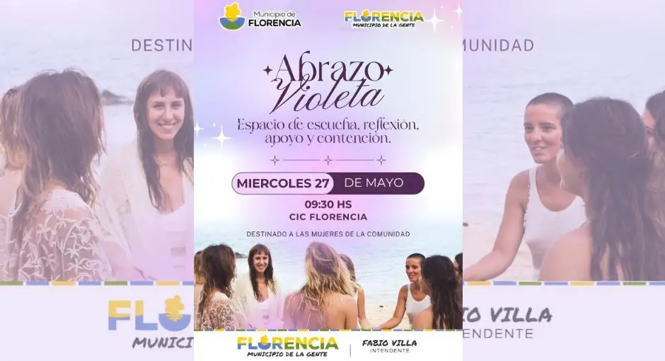 Abrazo Violeta: el Municipio de Florencia convoca a un nuevo espacio de escucha y contención para mujeres