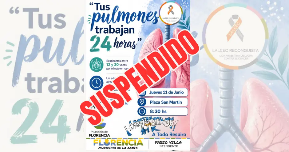 Se suspende la jornada de concientización sobre cáncer de pulmón organizada por LALCEC en Florencia