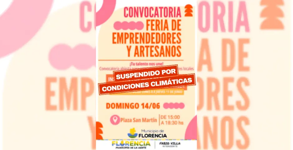 Se suspende la Feria de Emprendedores y Artesanos
