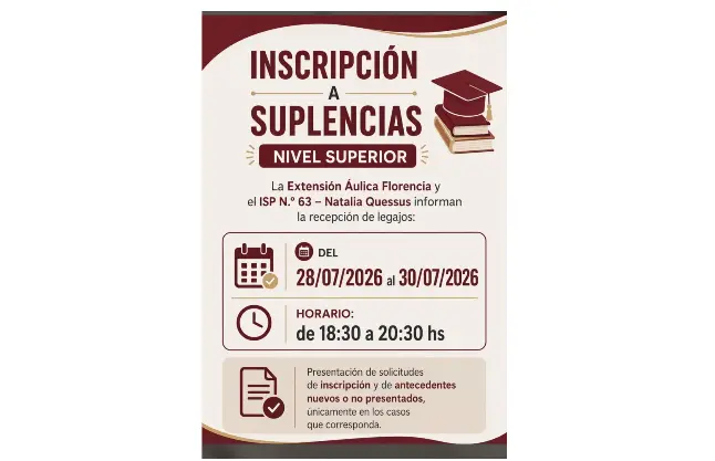 Abren la inscripción a suplencias para el Nivel Superior